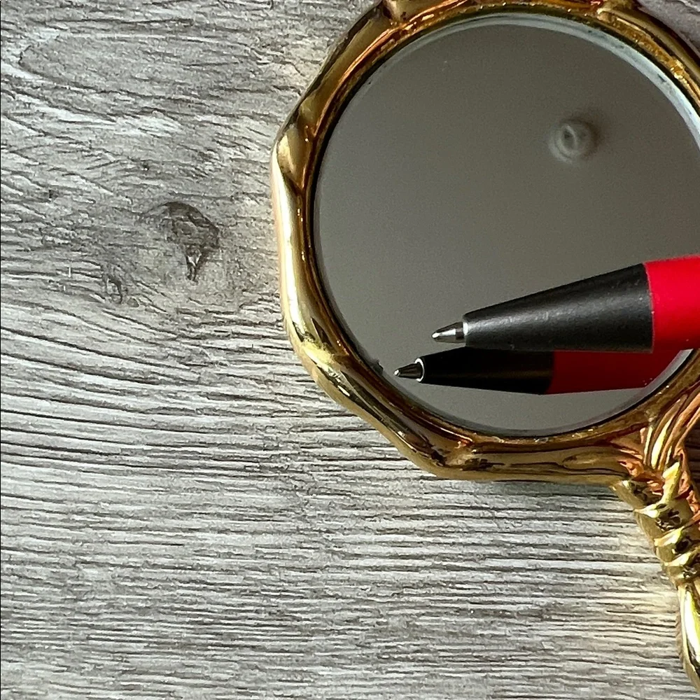 HAND MIRROR GODINGER Gold tone Sculpted Vanity Mini Purse